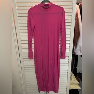 Hot Pink Mock Neck Dress